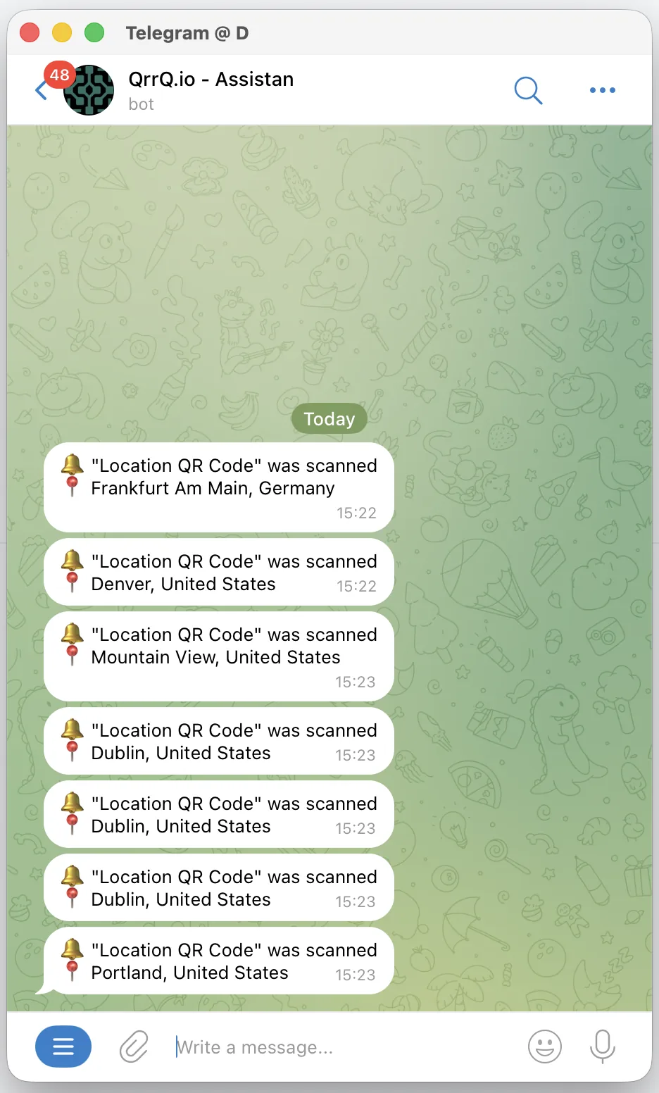 Notificaciones de escaneo instantáneo — alertas desde Frankfurt, Denver, Dublín y Portland